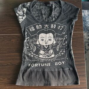 Custo Barcelona Black Graphic 'Fortune Boy' Short Sleeve Tee